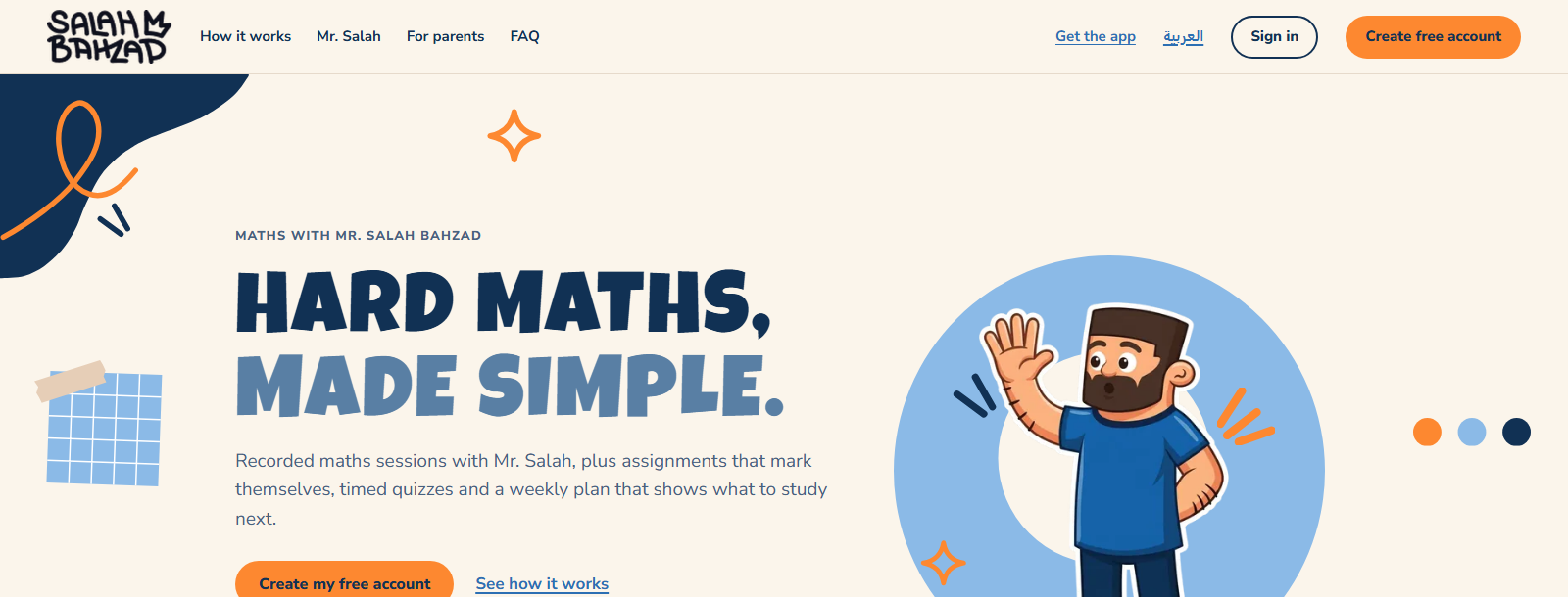 Salah Bahzad maths platform landing page